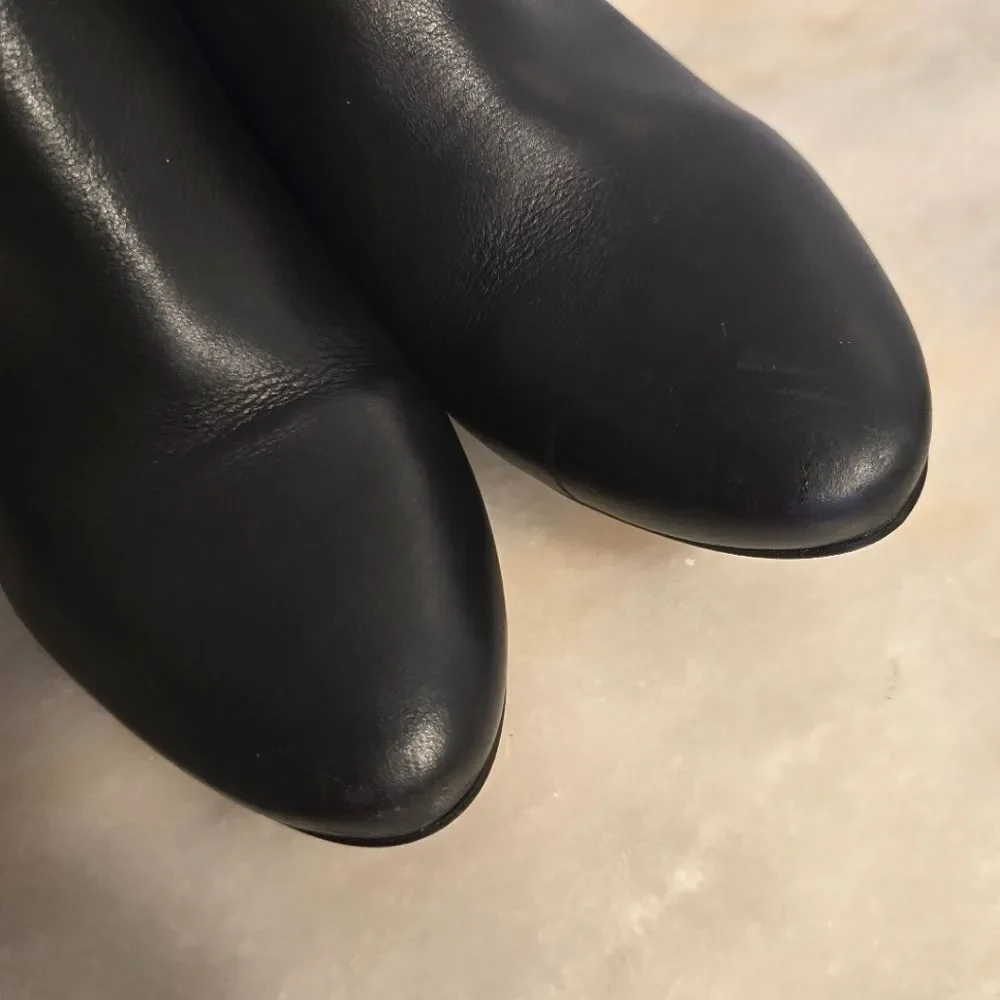 Free People Ankle Wrap Heeled Mules In Black Leather 6.5